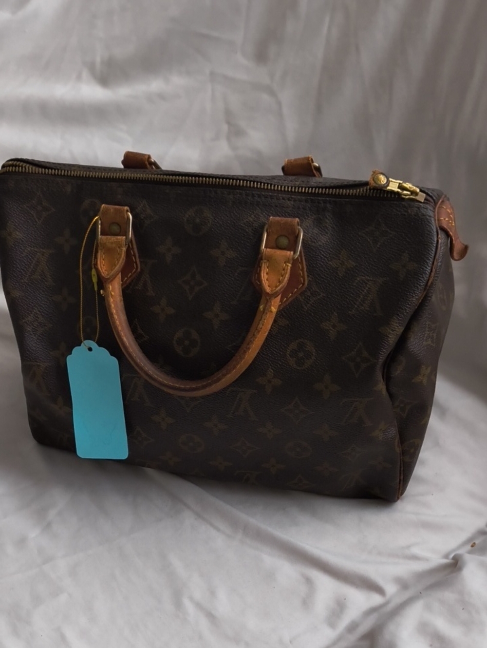 Louis Vuitton Monogram Canvas Satchel with Brown Leather Trim